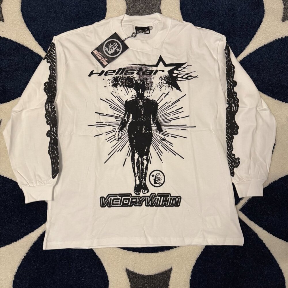 Hellstar Victory Within White Longsleeve Shirt Men’s Size Large